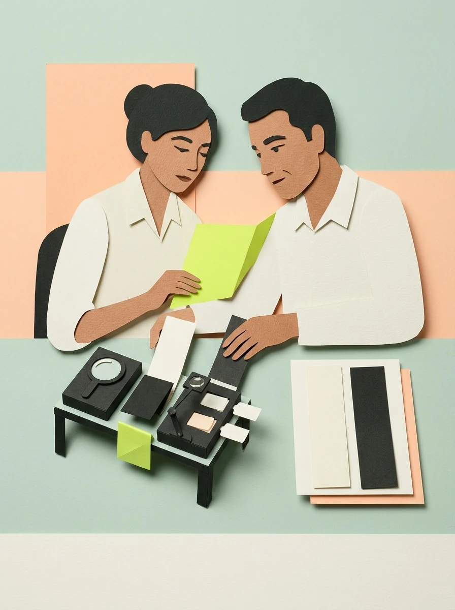 Illustrative cut paper workshop artwork for compare competitor pricing evidence.