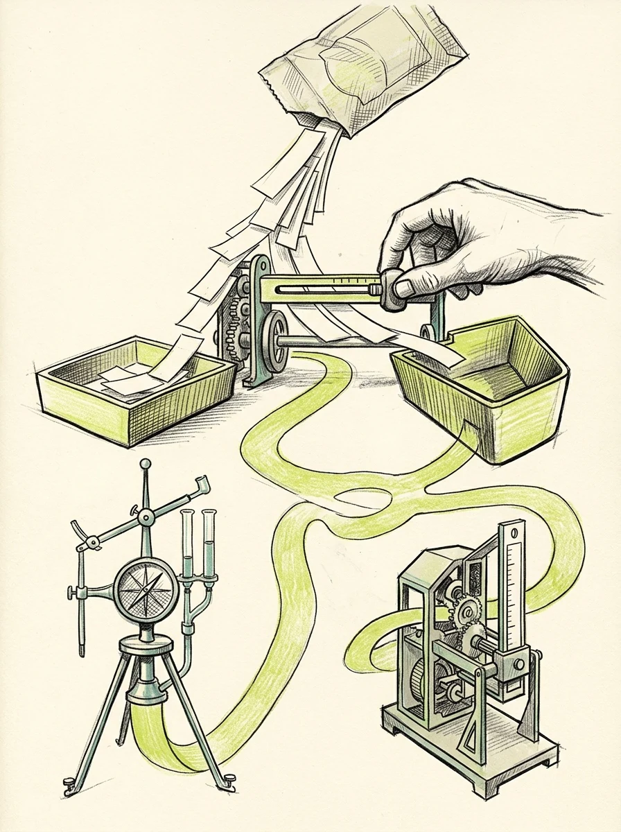 Illustrative ink field notes artwork for find low competition keywords.