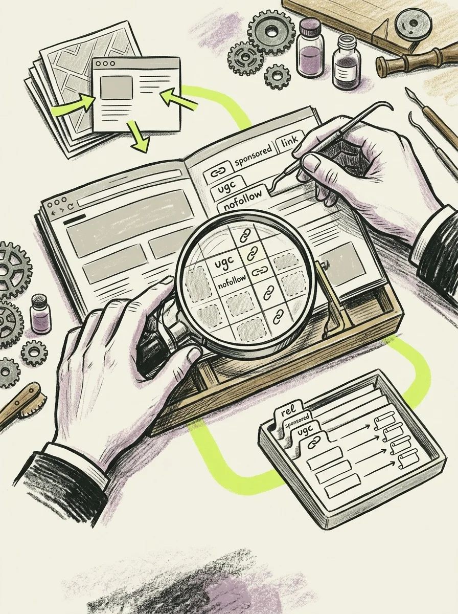 Illustrative wax pencil routes artwork for check link attributes.
