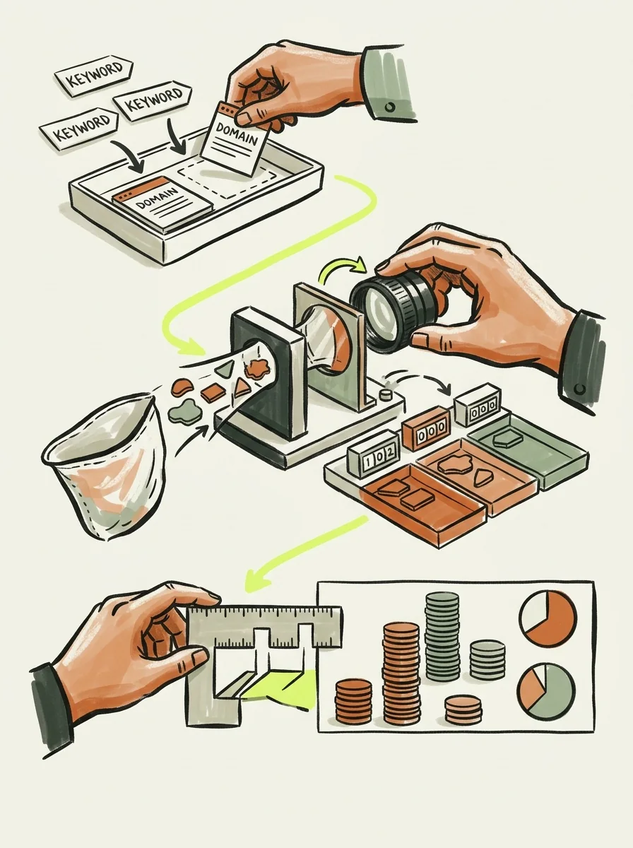 Illustrative marker lab artwork for compare backlink host diversity.