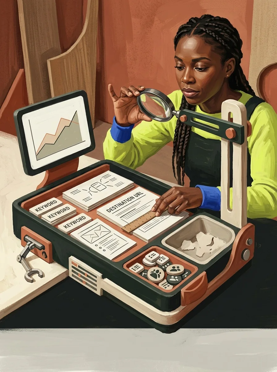 Illustrative painted studio artwork for compare backlink landing pages.
