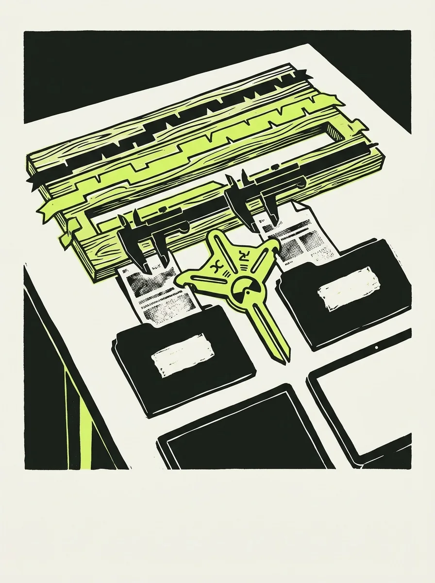 Illustrative signal screenprint artwork for compare company social links.