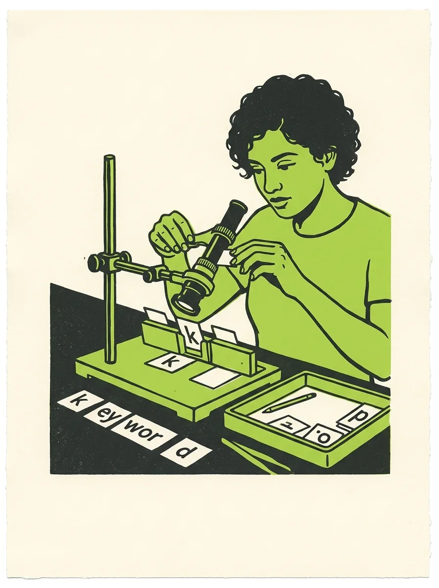 Illustrative signal screenprint artwork for compare organic landing pages.