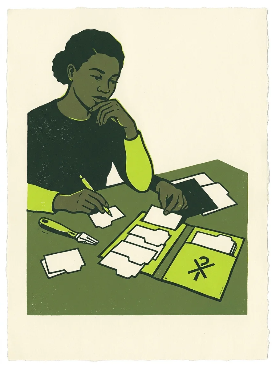 Illustrative signal screenprint artwork for create a verified contact shortlist.