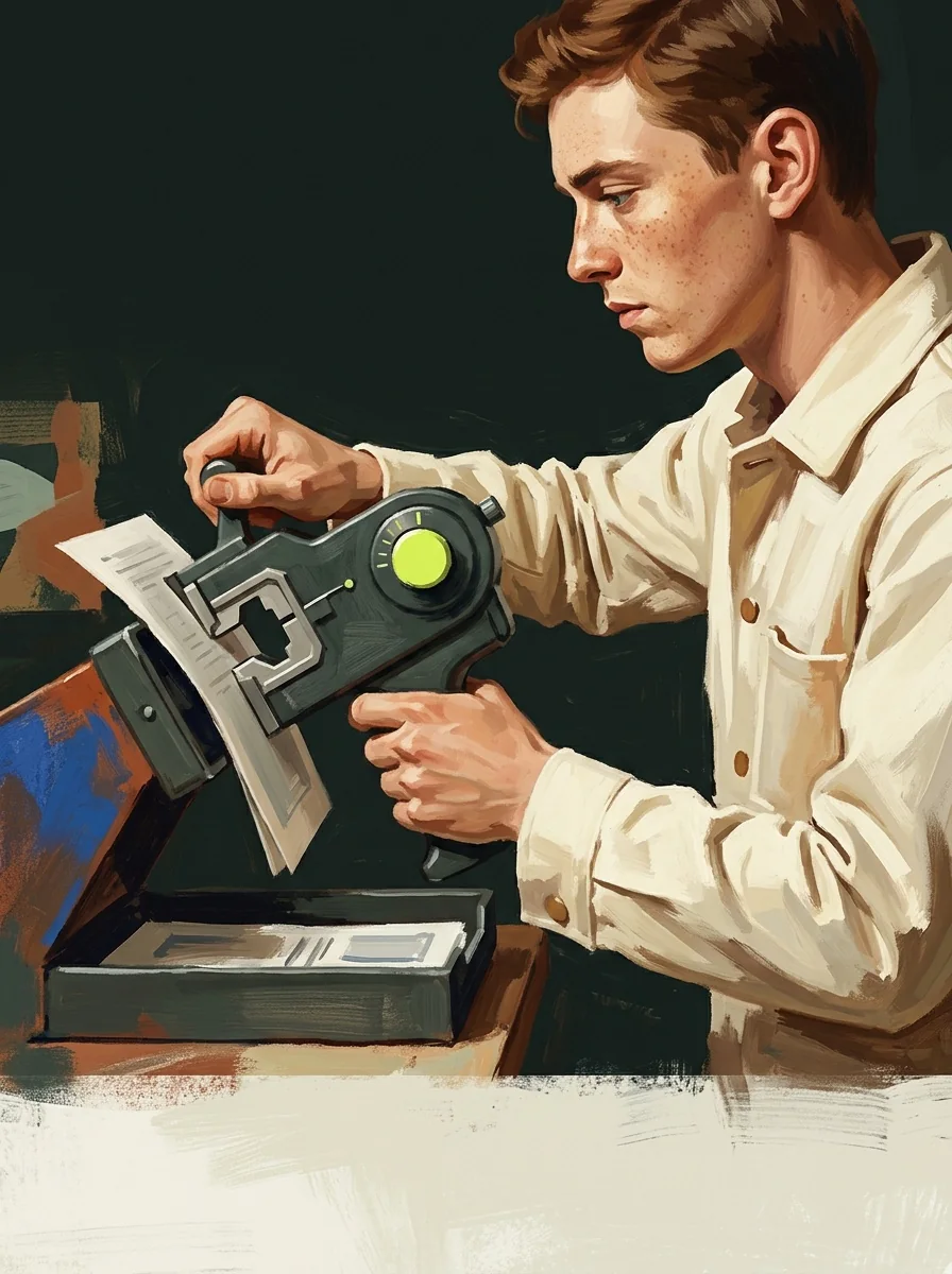 Illustrative painted studio artwork for extract author bylines.