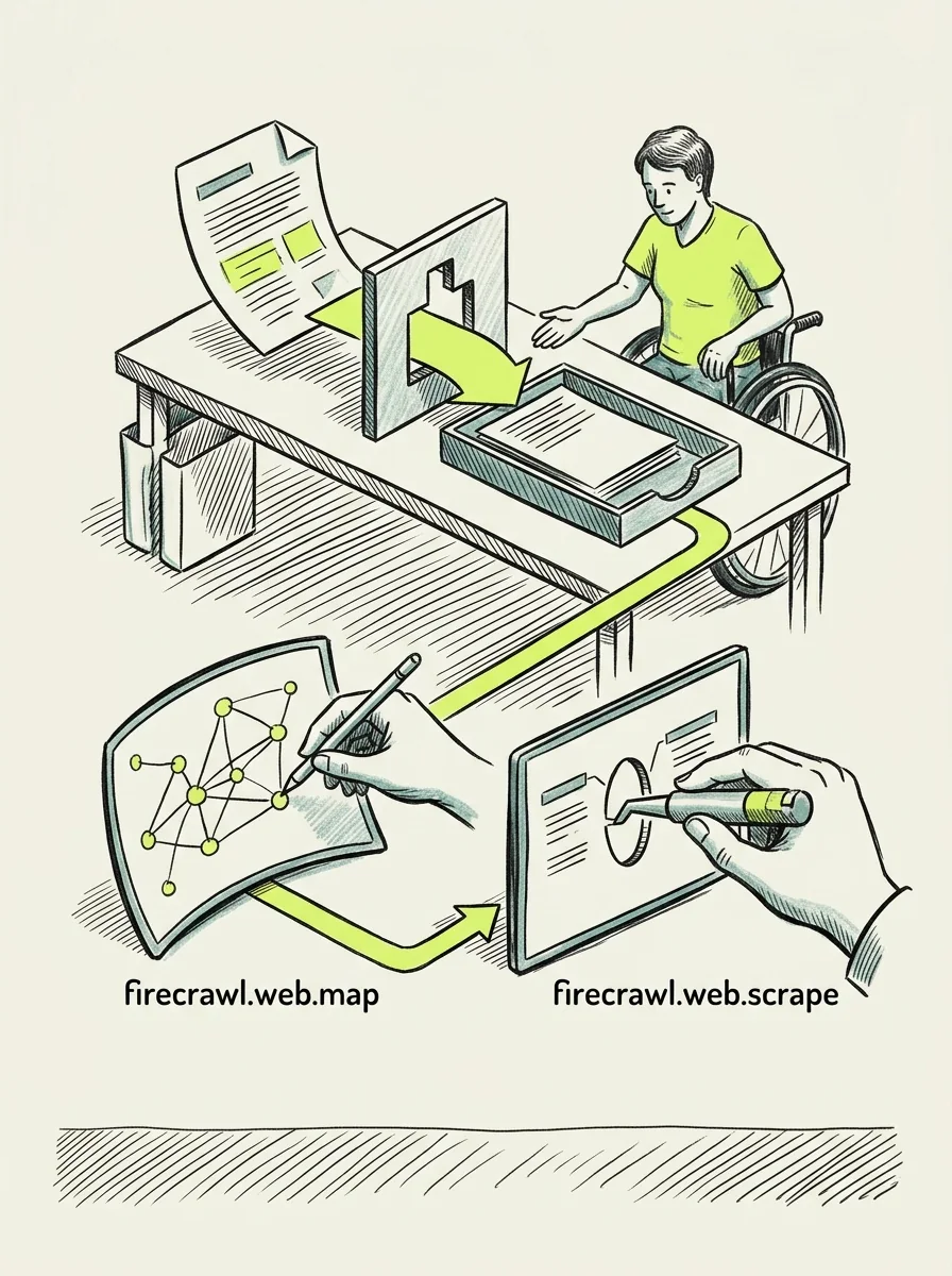 Illustrative ink field notes artwork for extract social profile links.