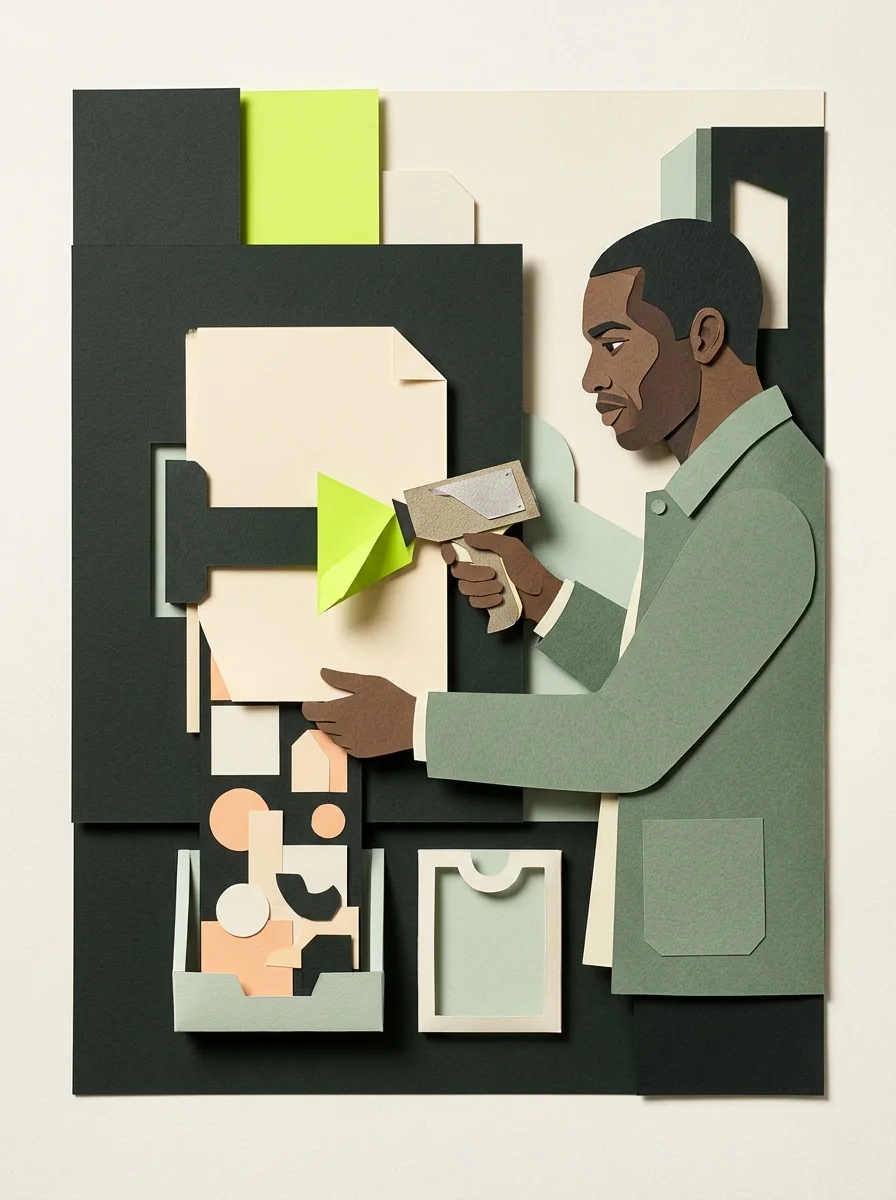 Illustrative cut paper workshop artwork for extract website links.