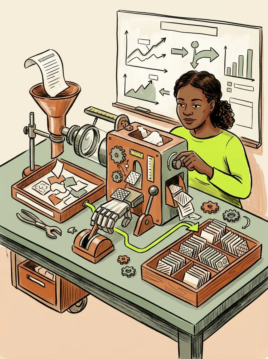 Illustrative marker lab artwork for find commercial keywords.