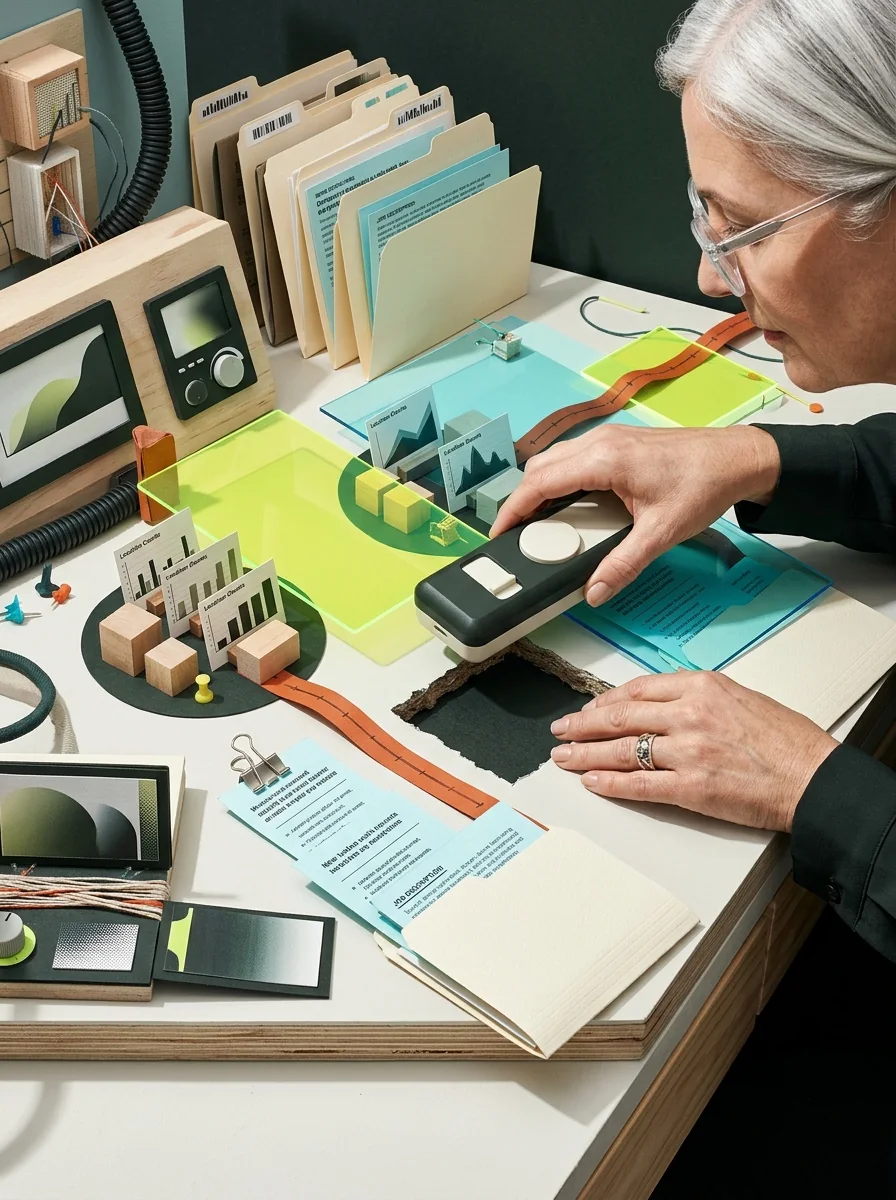 Illustrative flash workbench artwork for find company expansion signals.