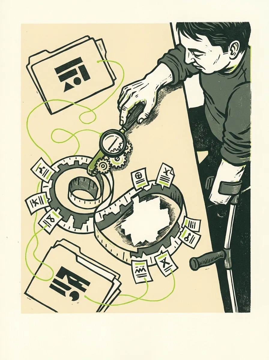 Illustrative signal screenprint artwork for find company hiring signals.