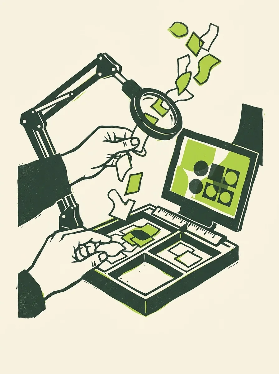 Illustrative signal screenprint artwork for find cross-domain link overlap.