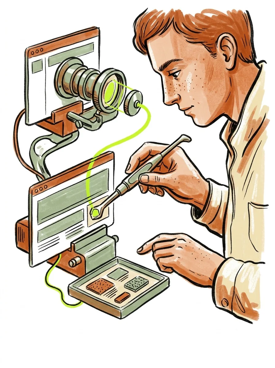Illustrative marker lab artwork for find duplicate page content.
