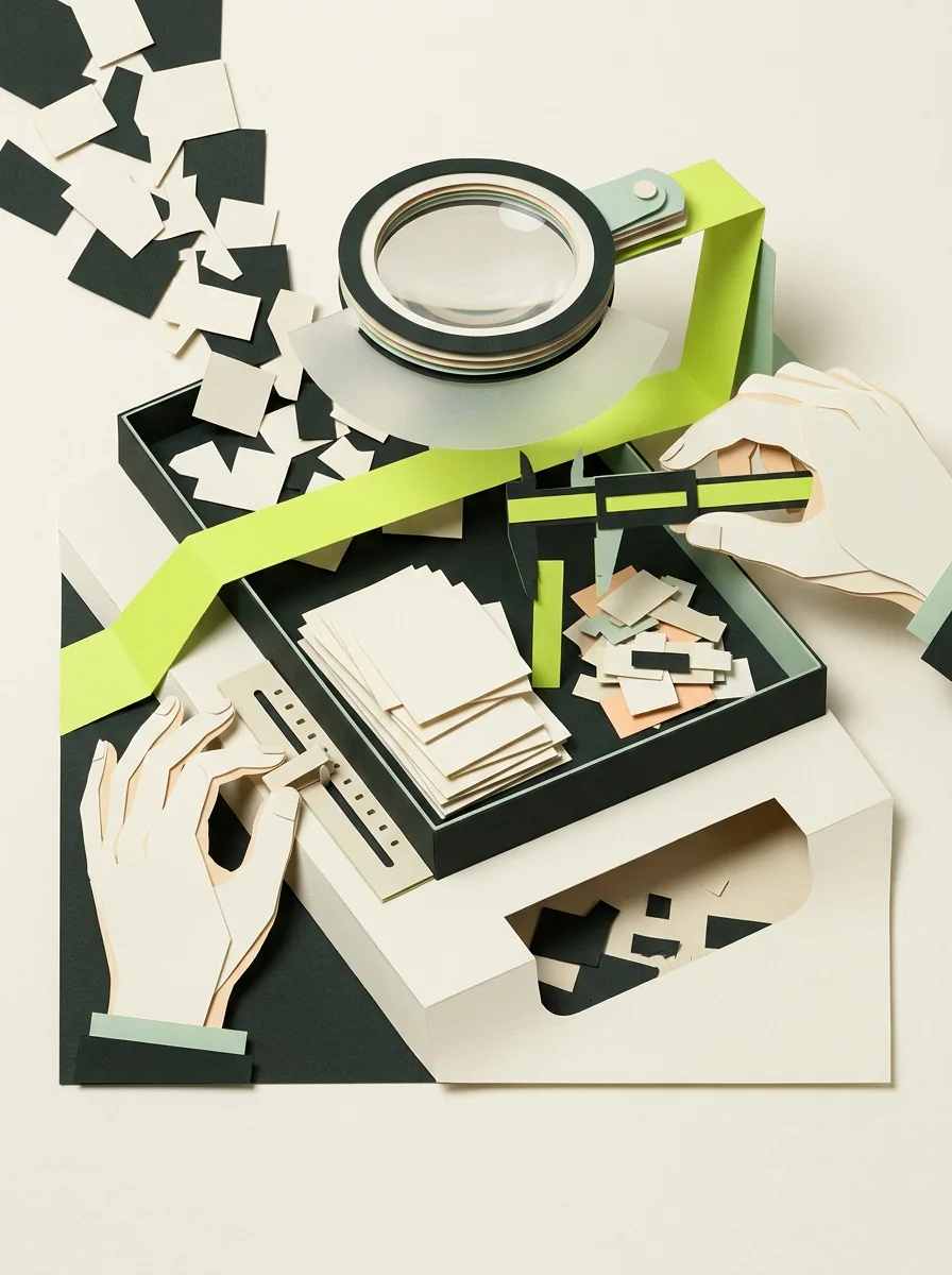 Illustrative cut paper workshop artwork for find homepage link concentration.