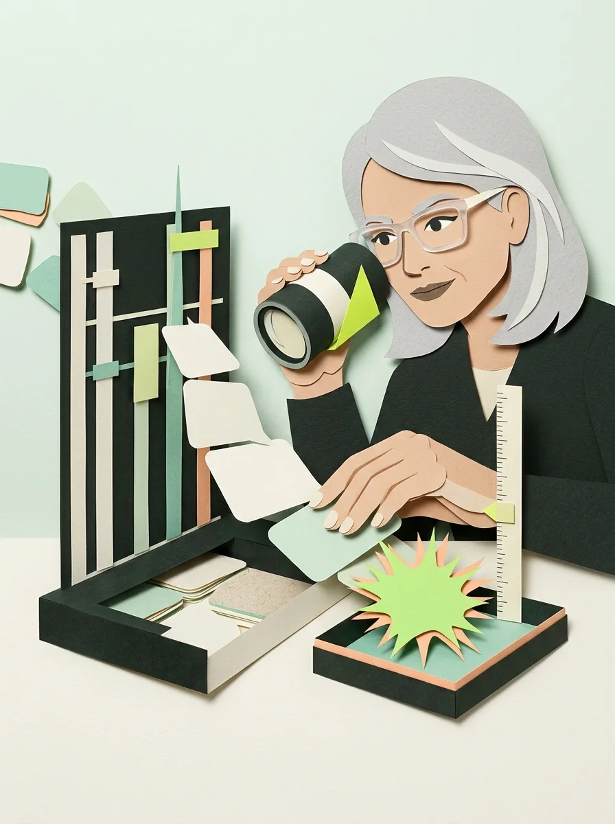 Illustrative cut paper workshop artwork for find keyword outliers.