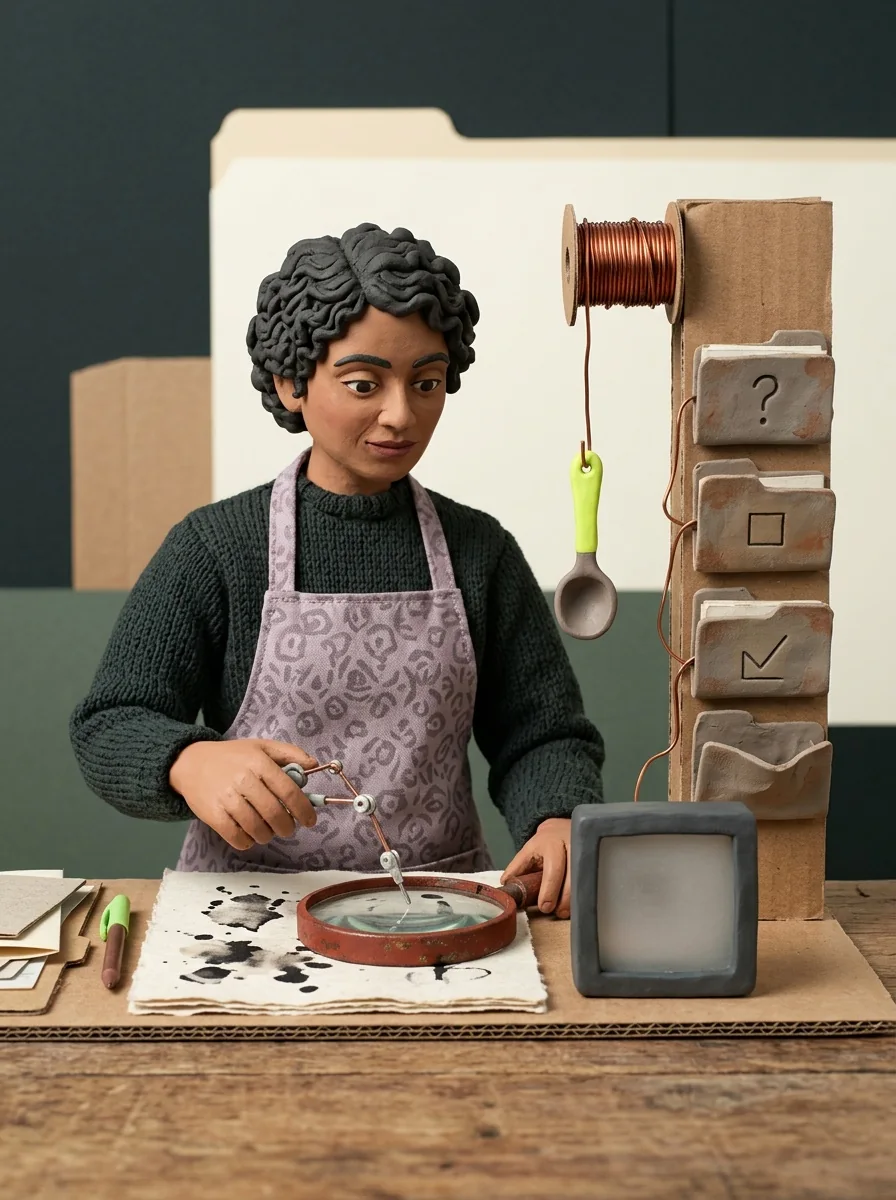 Illustrative pocket clay lab artwork for find missing news dates.