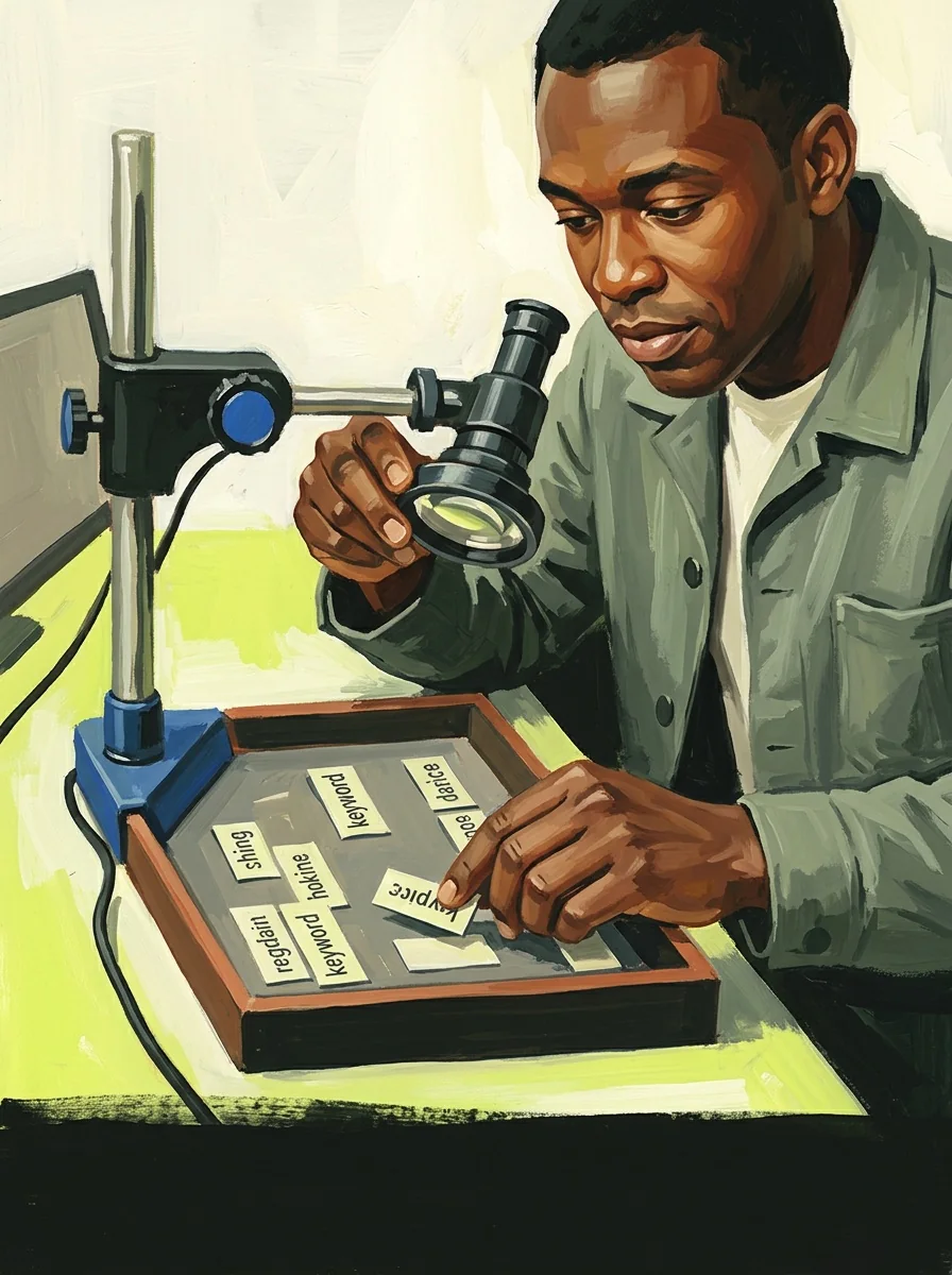 Illustrative painted studio artwork for find missing topic coverage.