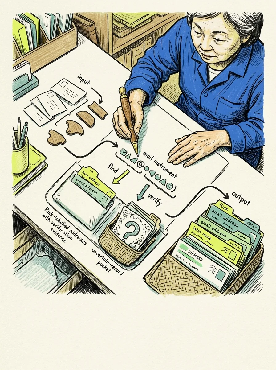 Illustrative ink field notes artwork for find risky business emails.