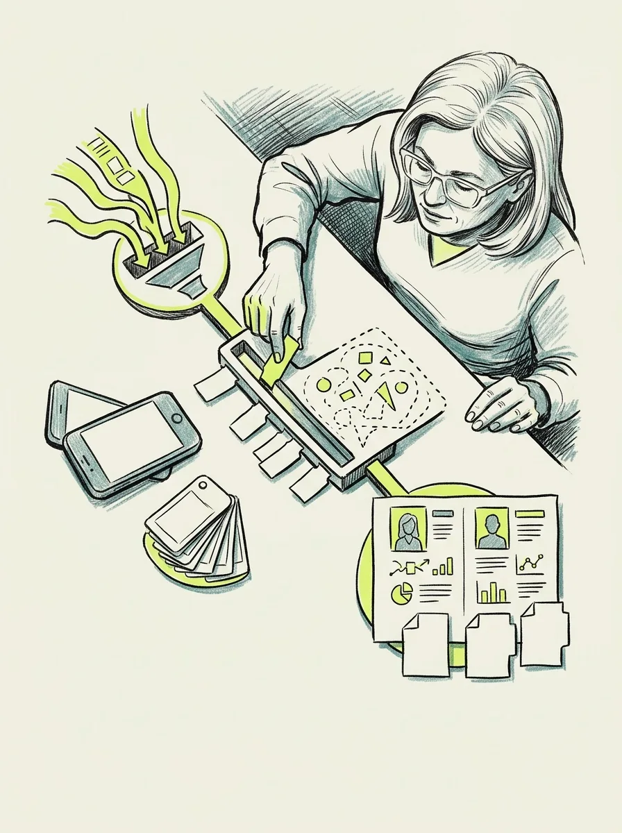 Illustrative ink field notes artwork for linkedin profile comparison.