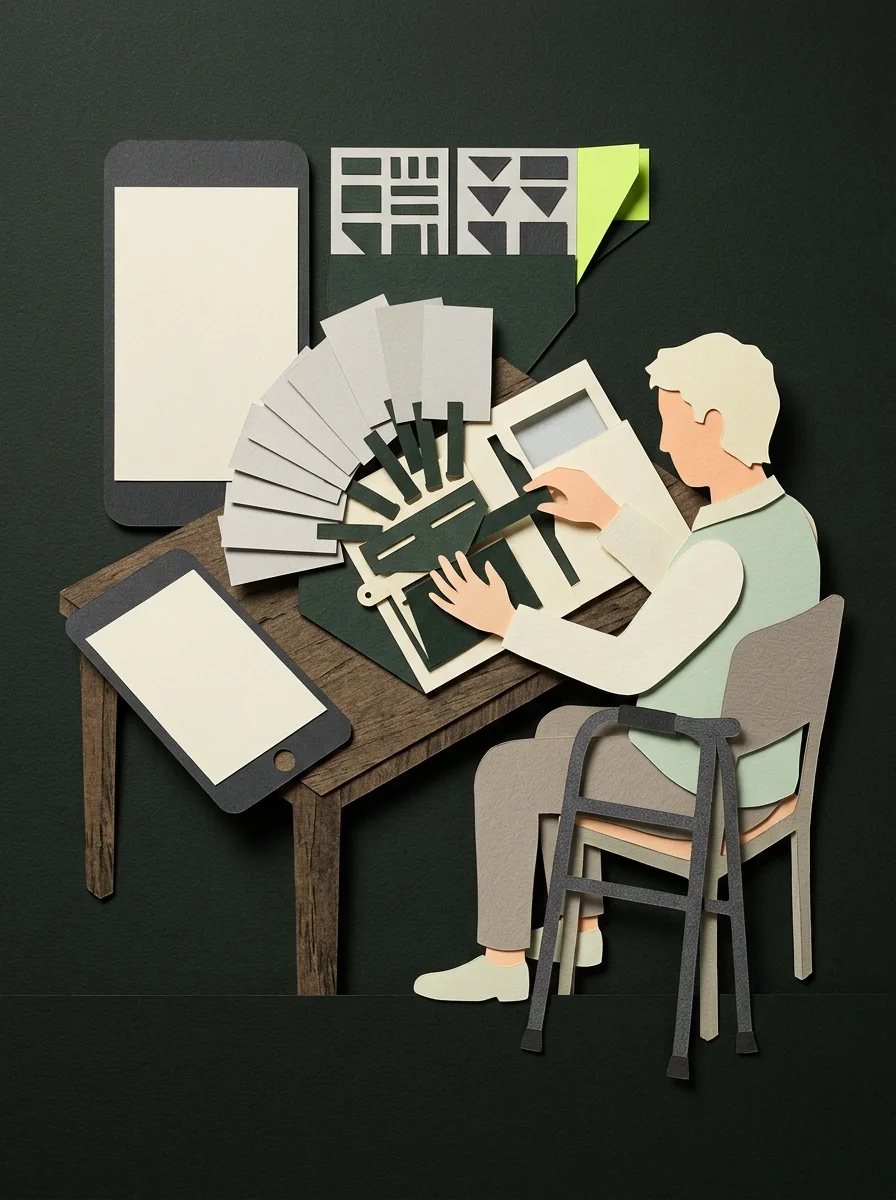 Illustrative cut paper workshop artwork for youtube duplicate posts.