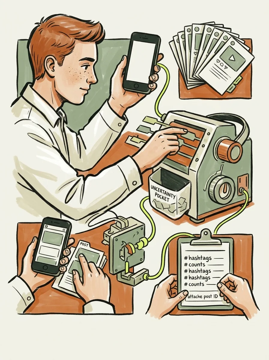 Illustrative marker lab artwork for youtube hashtag frequency.